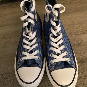 Blue high top converse